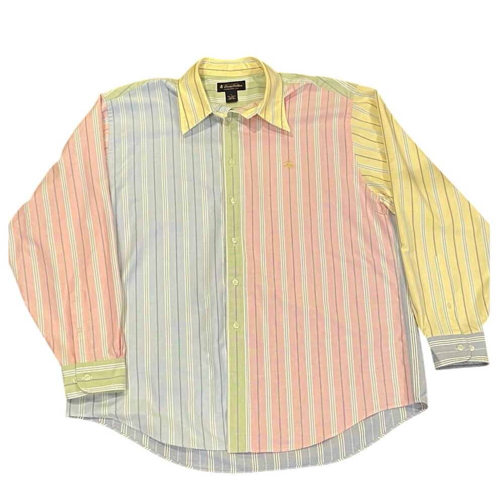 BROOKS BROTHERS Supima Cotton Striped Shirt Multi Color Long Sleeve XL